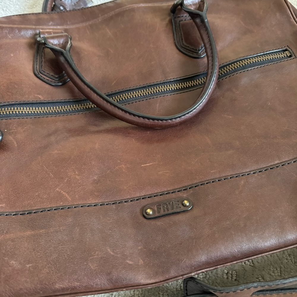 Frye Brown Leather Satchel Bag with Shoulder Strap - Picture 6 of 13